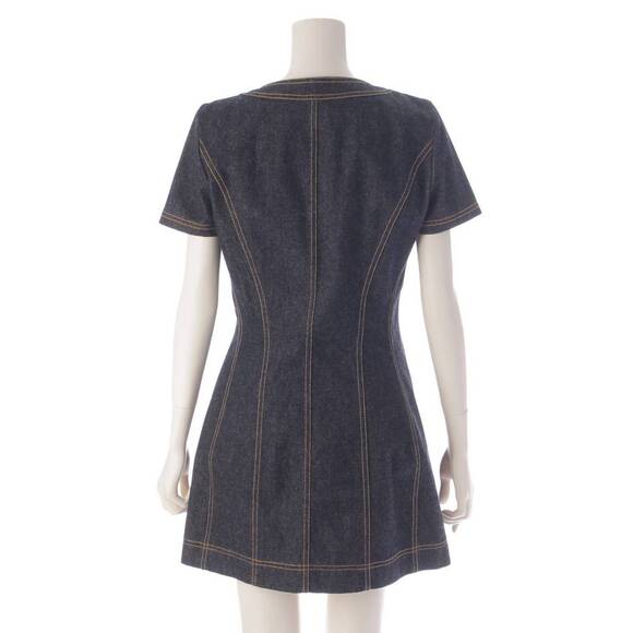 CHANEL Dress CC Vintage Denim Blue Short Dress E97 Button Indigo - Picture 3 of 9